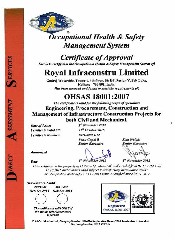 Health & Safety Approval Certificate